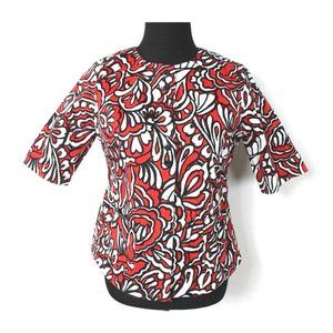 Floral Jacket Blazer size 10 Red Black Print Coat Women Lined